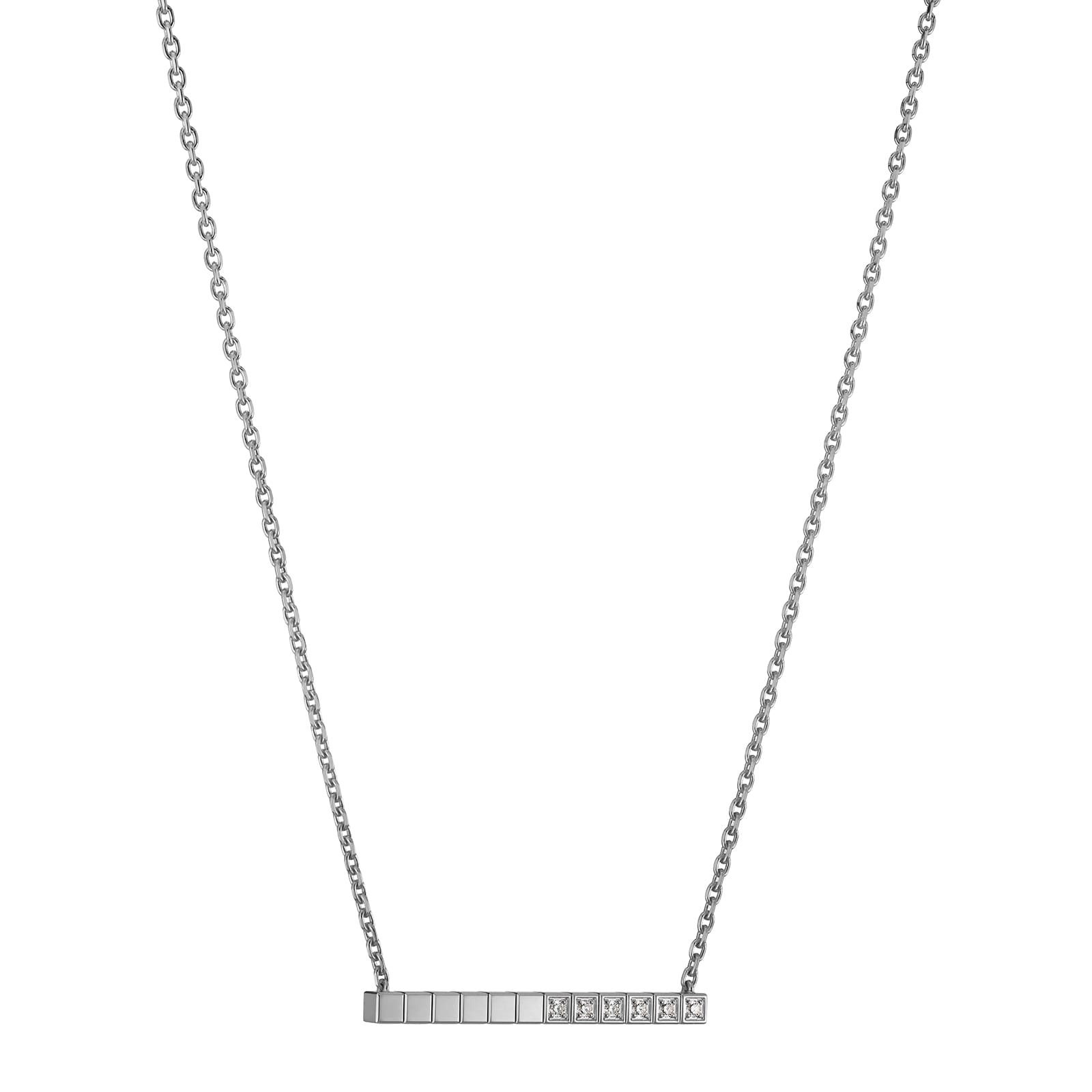 Chopard Ice Cube Pure Necklace, Ethical White Gold, Half-Set Diamonds Chopard Ice Cube Pure Necklace, Ethical White Gold, Half-Set Diamonds