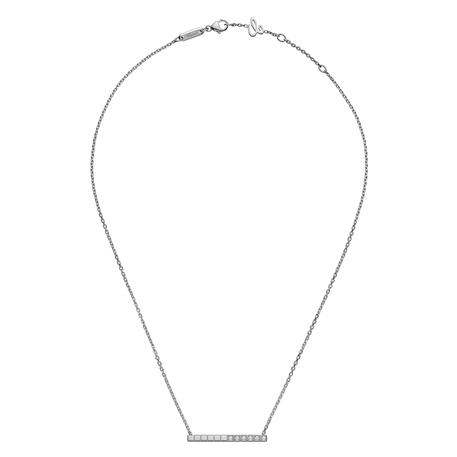 Chopard Ice Cube Pure Necklace, Ethical White Gold, Half-Set Diamonds Chopard Ice Cube Pure Necklace, Ethical White Gold, Half-Set Diamonds
