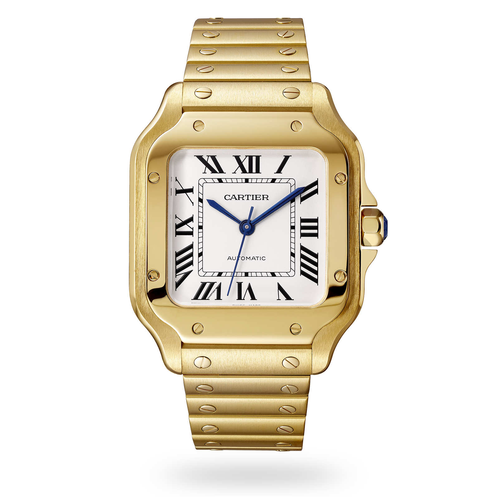 Cartier Santos De Cartier Watch Medium Model, Automatic Movement, Yellow Gold, Interchangeable Metal And Leather Bracelets Cartier Santos De Cartier Watch Medium Model, Automatic Movement, Yellow Gold, Interchangeable Metal And Leather Bracelets