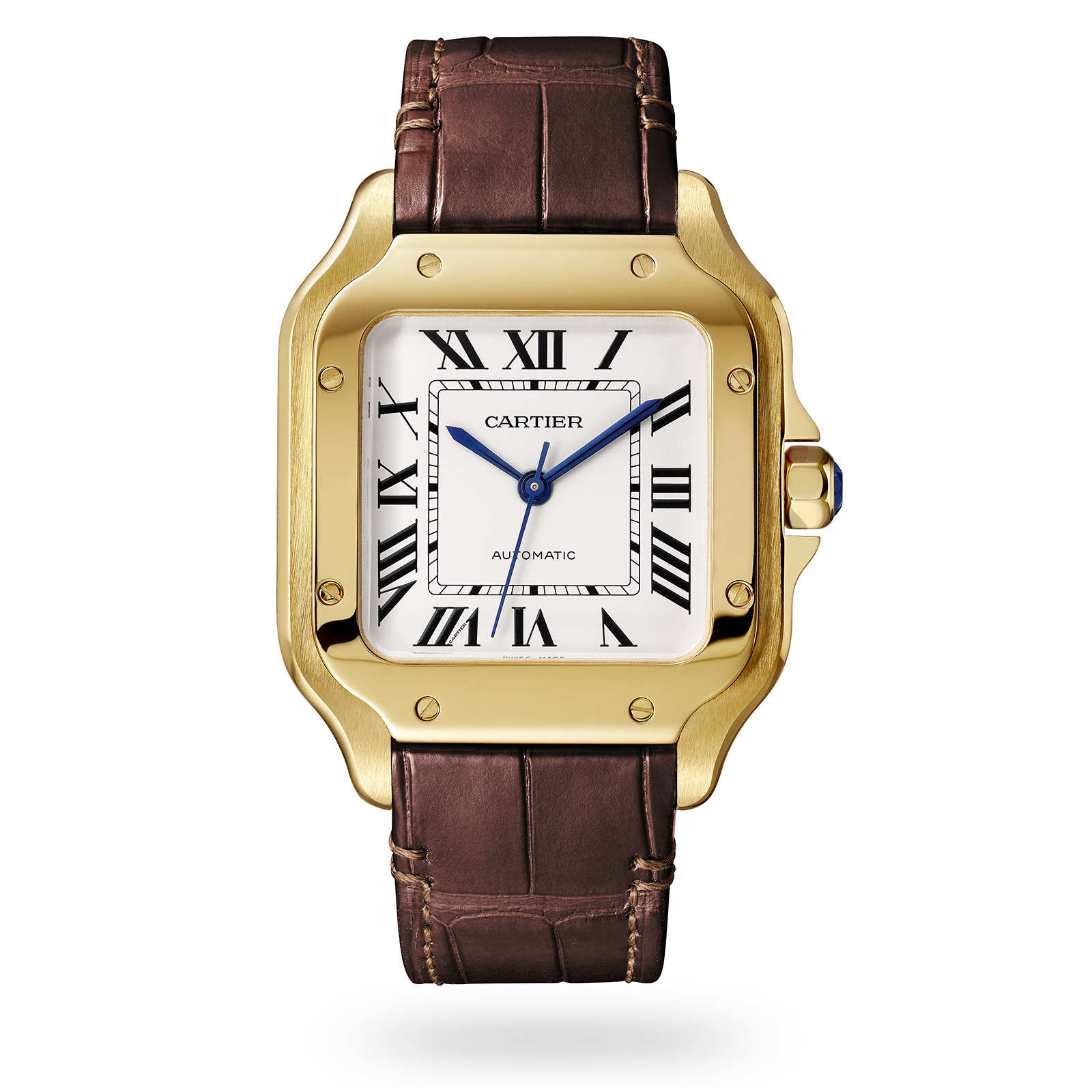 Cartier Santos De Cartier Watch Medium Model, Automatic Movement, Yellow Gold, Interchangeable Metal And Leather Bracelets Cartier Santos De Cartier Watch Medium Model, Automatic Movement, Yellow Gold, Interchangeable Metal And Leather Bracelets