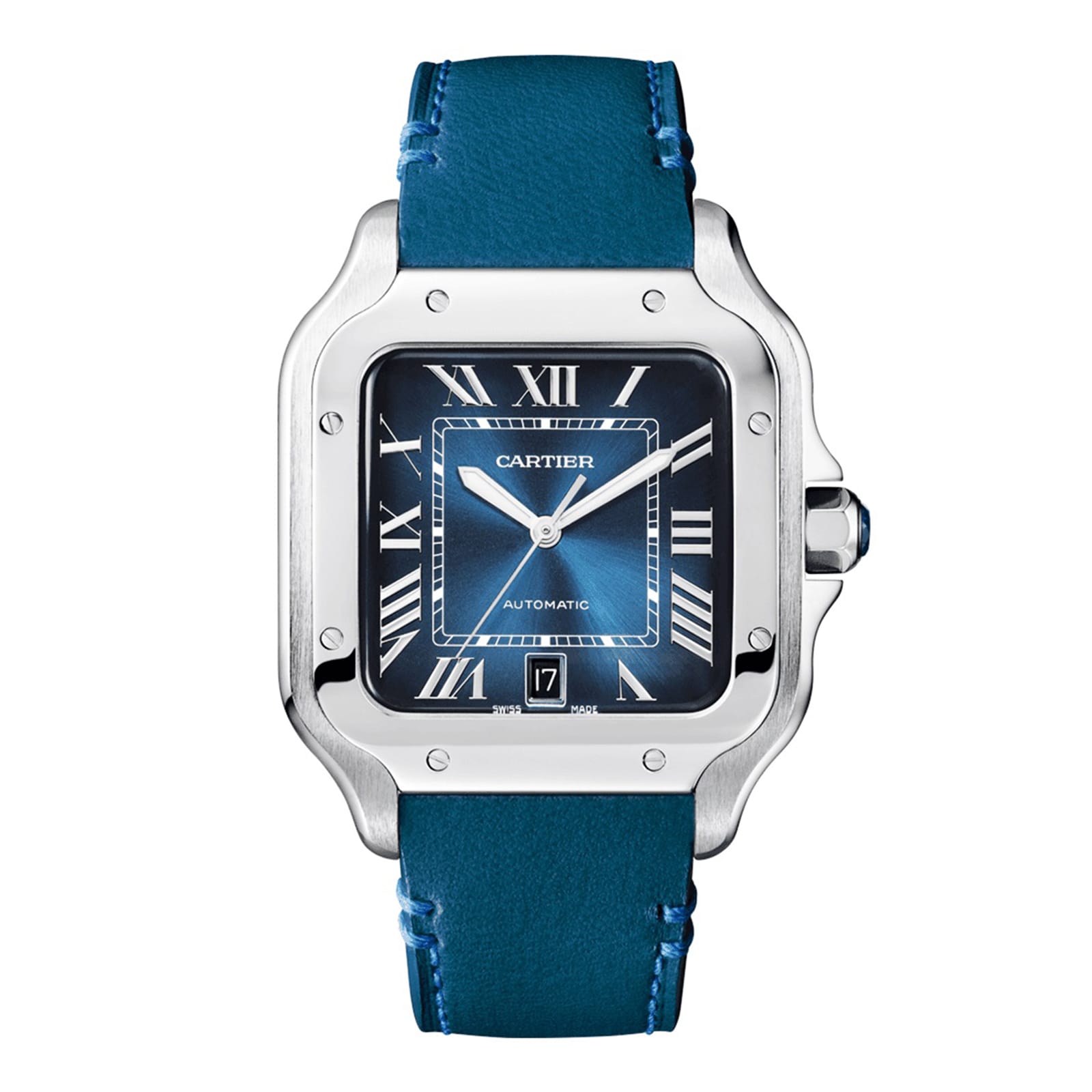 Cartier Santos De Cartier Watch, Large Model, Automatic Movement, Steel, Interchangeable Metal And Leather Bracelets Cartier Santos De Cartier Watch, Large Model, Automatic Movement, Steel, Interchangeable Metal And Leather Bracelets