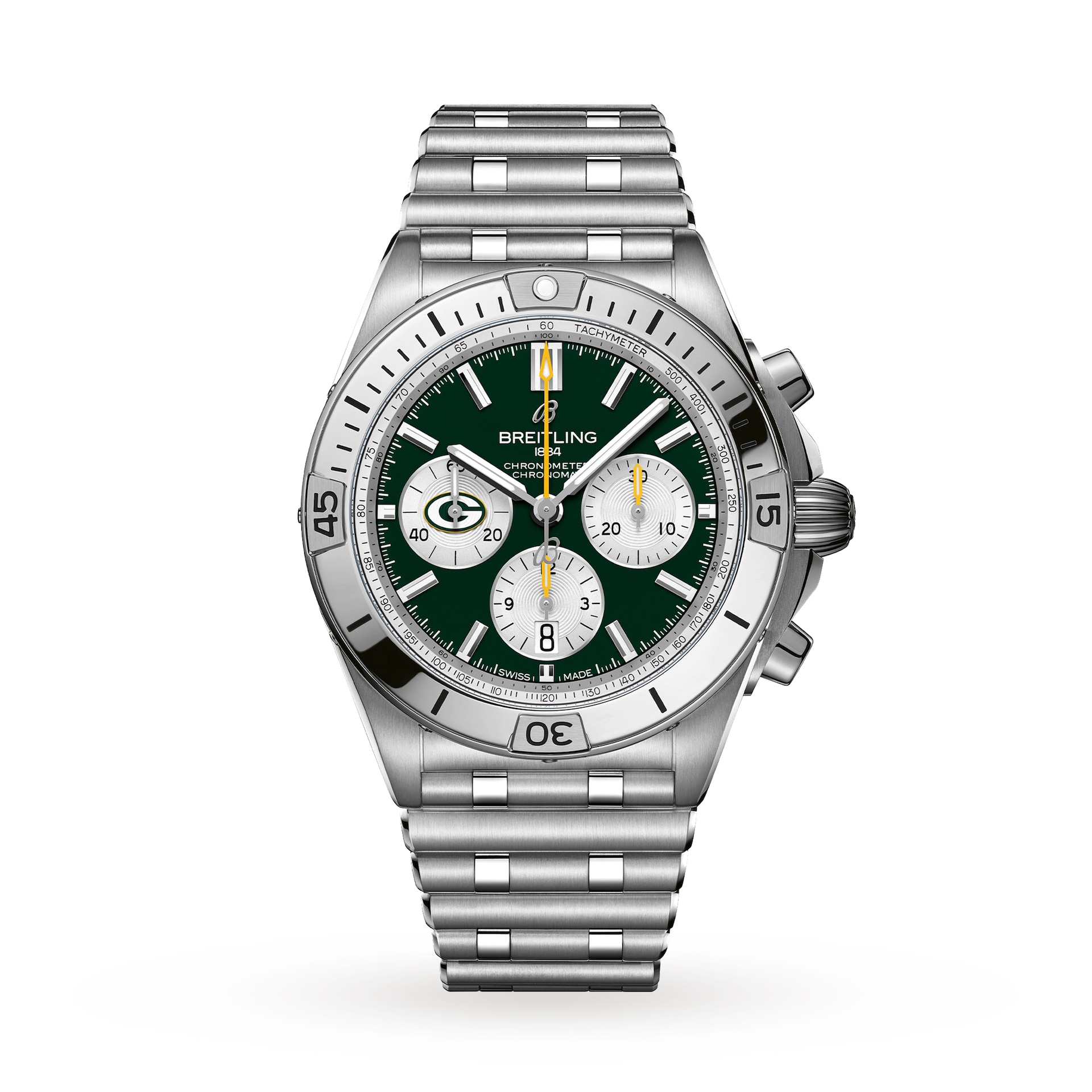 Breitling Chronomat B01 42 Green Bay Packers Limited Edition Mens Watch Stainless Steel Breitling Chronomat B01 42 Green Bay Packers Limited Edition Mens Watch Stainless Steel