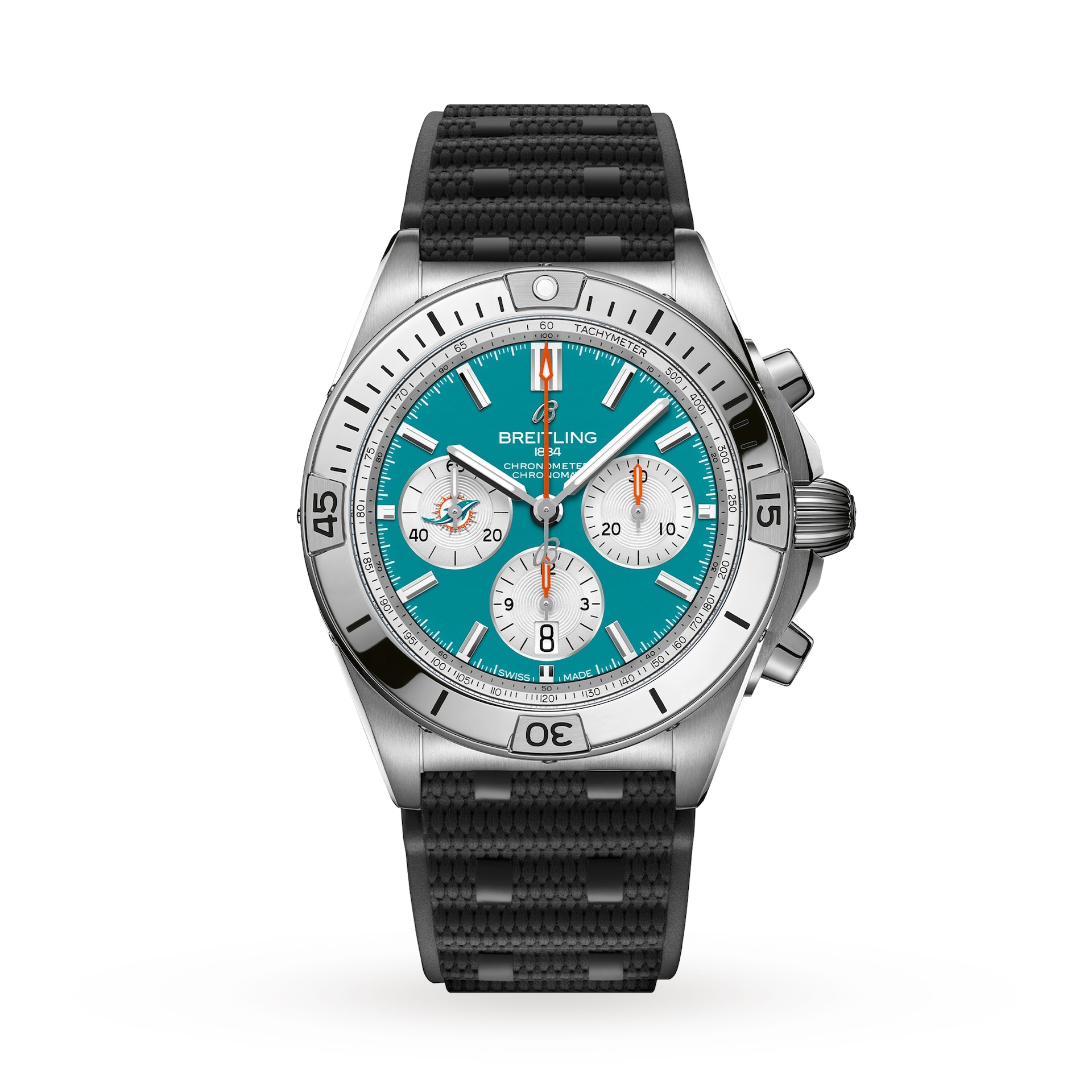 Breitling Chronomat B01 42 Miami Dolphins Limited Edition Mens Watch Rubber Breitling Chronomat B01 42 Miami Dolphins Limited Edition Mens Watch Rubber