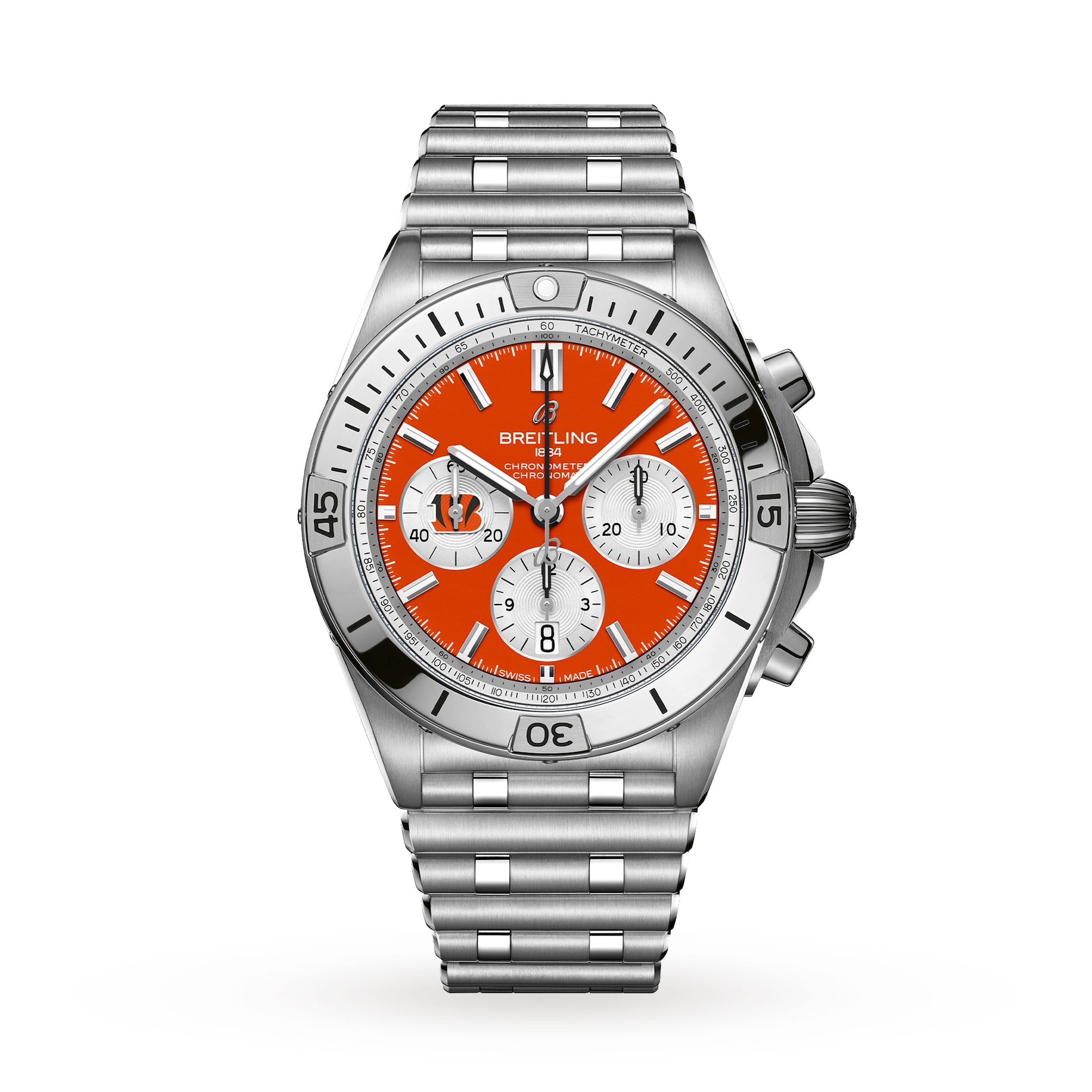 Breitling Chronomat B01 42 Cincinnati Bengals Limited Edition Mens Watch Stainless Steel Breitling Chronomat B01 42 Cincinnati Bengals Limited Edition Mens Watch Stainless Steel