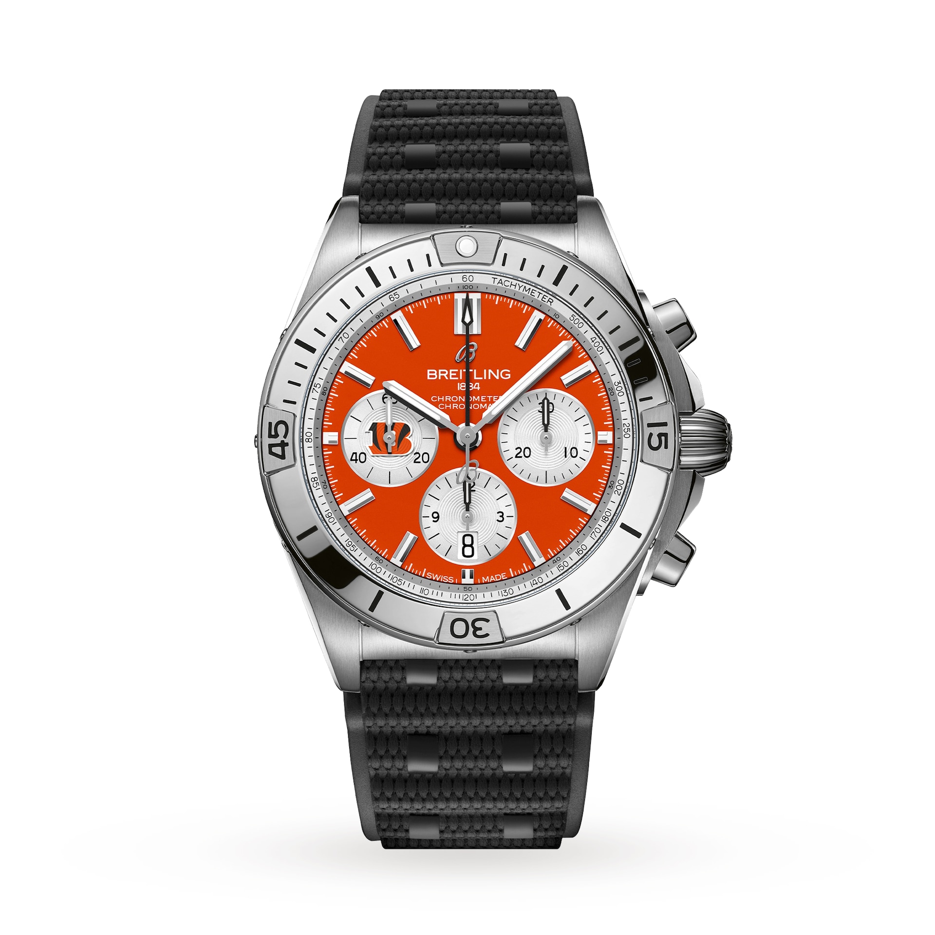 Breitling Chronomat B01 42 Cincinnati Bengals Limited Edition Mens Watch Rubber Breitling Chronomat B01 42 Cincinnati Bengals Limited Edition Mens Watch Rubber
