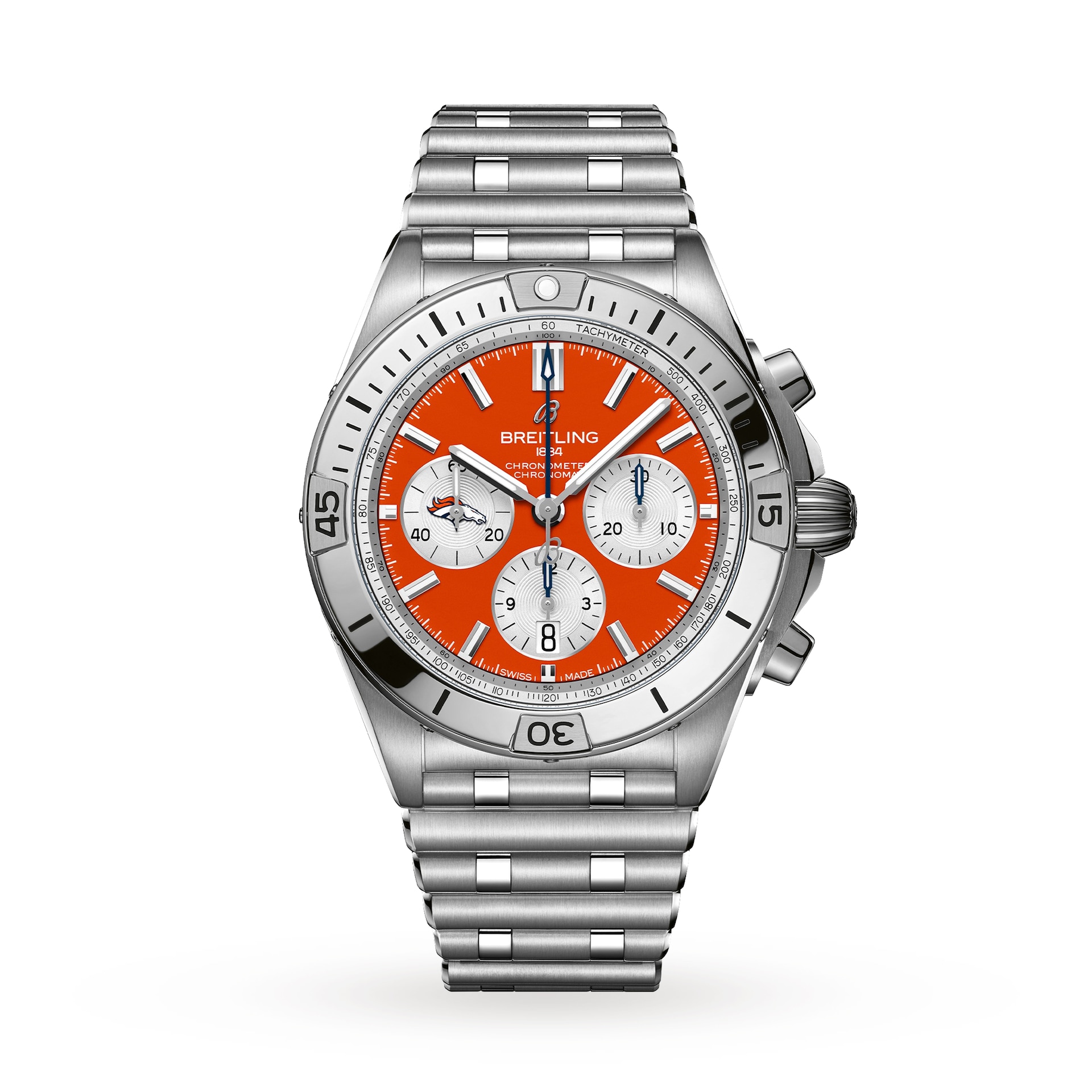 Breitling Chronomat B01 42 Denver Broncos Limited Edition Mens Watch Stainless Steel Breitling Chronomat B01 42 Denver Broncos Limited Edition Mens Watch Stainless Steel